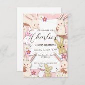 Bunny Birthday Einladung zum Kind (Vorne/Hinten)