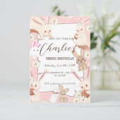 Bunny Birthday Einladung zum Kind (Stehend Vorderseite)