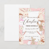 Bunny Birthday Einladung zum Kind (Vorne/Hinten)