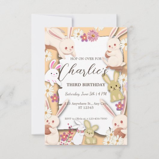 Bunny Birthday Einladung zum Kind (Vorderseite)