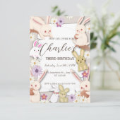 Bunny Birthday Einladung zum Kind (Stehend Vorderseite)