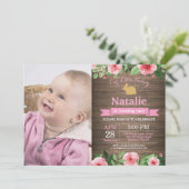 Bunny Birthday Girl Ostereier 1. Geburtstag Einladung (Stehend Vorderseite)