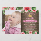 Bunny Birthday Girl Ostereier 1. Geburtstag Einladung (Vorne/Hinten)