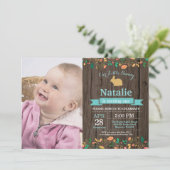 Bunny Birthday Girl Ostereier 1. Geburtstag Einladung (Stehend Vorderseite)