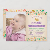 Bunny Birthday Girl Ostereier 1. Geburtstag Einladung (Vorne/Hinten)