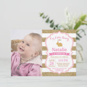 Bunny Birthday Girl Ostereier 1. Geburtstag Einladung (Stehend Vorderseite)
