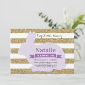 Bunny Birthday Girl Ostereier 1. Geburtstag Einladung (Stehend Vorderseite)