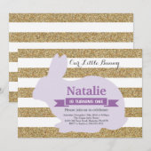 Bunny Birthday Girl Ostereier 1. Geburtstag Einladung (Vorne/Hinten)