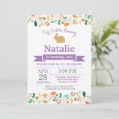 Bunny Birthday Girl Ostereier 1. Geburtstag Einladung (Stehend Vorderseite)