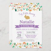 Bunny Birthday Girl Ostereier 1. Geburtstag Einladung (Vorne/Hinten)