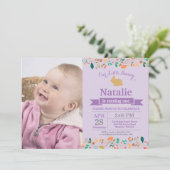 Bunny Birthday Girl Ostereier 1. Geburtstag Einladung (Stehend Vorderseite)