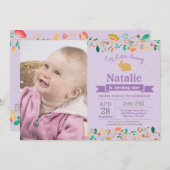 Bunny Birthday Girl Ostereier 1. Geburtstag Einladung (Vorne/Hinten)