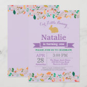 Bunny Birthday Girl Ostereier 1. Geburtstag Einladung (Vorne/Hinten)