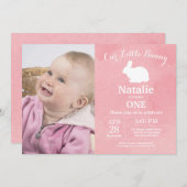 Bunny Birthday Girl Ostereier 1. Geburtstag Einladung (Vorne/Hinten)