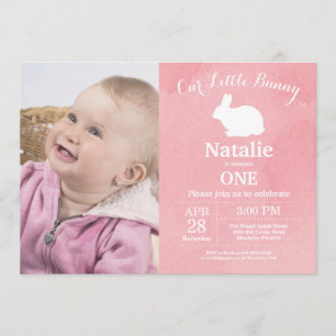 Bunny Birthday Girl Ostereier 1. Geburtstag Einladung