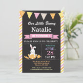 Bunny Birthday Girl Ostereier Geburtstag Einladung (Stehend Vorderseite)