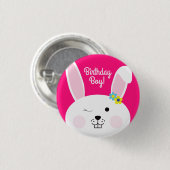 Bunny Birthday Niedlich Kid's Rabbit Party Button (Vorne & Hinten)