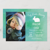 Bunny Birthday Ostereier 1. Geburtstag Einladung (Vorne/Hinten)