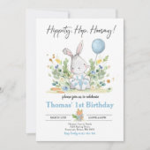 Bunny Birthday Party Blauer Ost Geburtstag Einladung (Vorderseite)