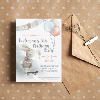 Bunny Birthday Party Einladung