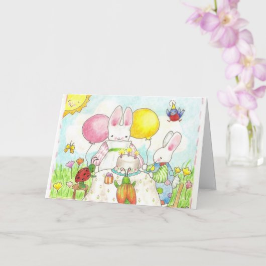 Bunny Birthday Party Party Card Karte (Orchidee)