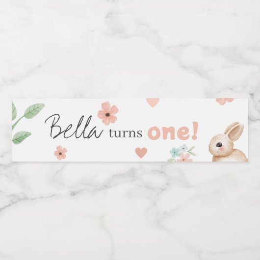 Bunny Birthday Party Wasserflasche Wasserflaschenetikett (Einzelnes Label)
