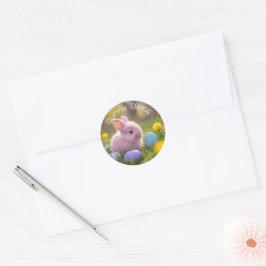 Bunny Bliss Fluffy Pink Bunny Niedlich Pastel Oste Runder Aufkleber