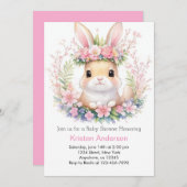 Bunny Bliss Girl Baby Dusche Einladung (Vorne/Hinten)