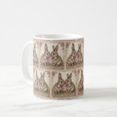Bunny Bliss Tasse: Ostern Elegante 🐰 🌷 Kaffeetasse (Vorderseite Links)
