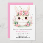 Bunny Bliss: Whimsical Baby Girl's Shower Einladung (Vorne/Hinten)
