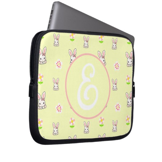 Bunny Bloom Delight Laptopschutzhülle (Vorne Rechts)