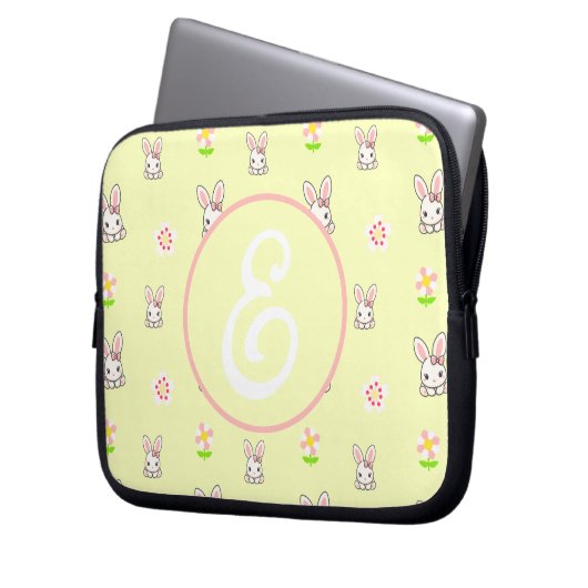 Bunny Bloom Delight Laptopschutzhülle (Vorderseite Links)