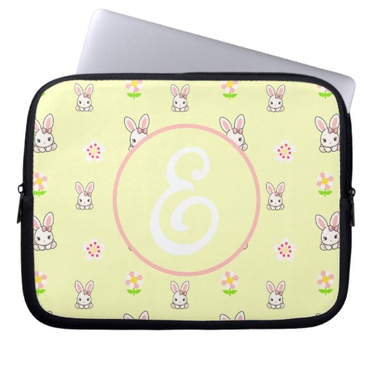 Bunny Bloom Delight Laptopschutzhülle (Vorderseite)