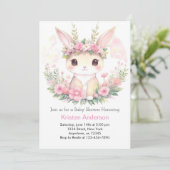 Bunny Blossom Bash Bunny Girl Babydusche Einladung (Stehend Vorderseite)