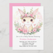 Bunny Blossom Bash Bunny Girl Babydusche Einladung (Vorne/Hinten)