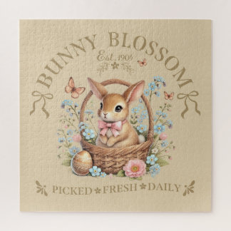 Bunny Blossom Easter Rabbit in Floral Basket Puzzle