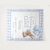 Bunny Blue Ballons 1. Geburtstag Hintergrund Wandteppich (Vorderseite (Horizontal))