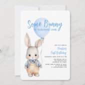 Bunny Blue Boy zum ersten Geburtstag Einladung (Vorderseite)