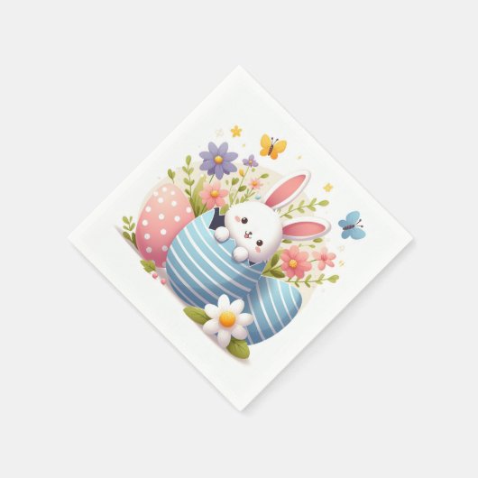 Bunny Blue Egg Party Serviette (Ecke)