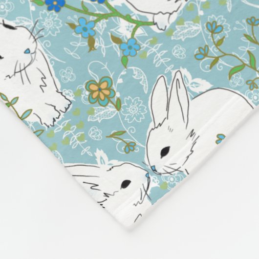 Bunny Blue Fleece Blanket - 3 Größen (Ecke)