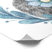 Bunny Blue Floral Kinderzimmer Print | Bunny Print Poster (Ecke)