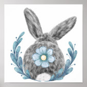 Bunny Blue Floral Kinderzimmer Print | Bunny Print Poster (Vorne)