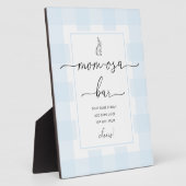 Bunny Blue Gingham Baby Shower Mama-osa Bar Sign Fotoplatte (Seite)