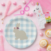 Bunny Blue Gingham Baby Shower Pappteller (Party)