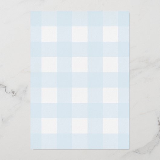 Bunny Blue Gingham Christening Foil Einladung (Rückseite)