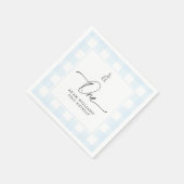Bunny Blue Gingham First Birthday Paper Napkin Serviette (Ecke)
