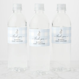 Bunny Blue Gingham Gefallen Wasser Flasche Wasser Wasserflaschenetikett