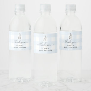 Bunny Blue Gingham Gefallen Wasser Flasche Wasser Wasserflaschenetikett