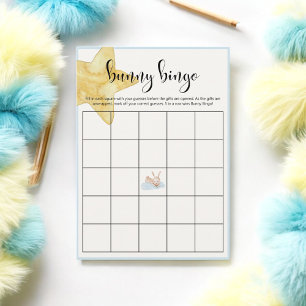 Bunny Blue Starry Baby Dusche Bingo Spiel Begleitkarte