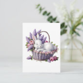 Bunny & Blume Basket Postkarte (Stehend Vorderseite)